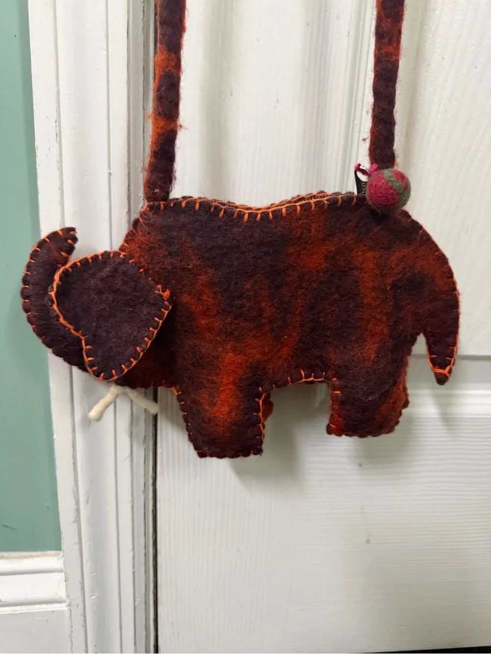 Handmade fair trade multi color Elephant Kids Crossbody zipper purse